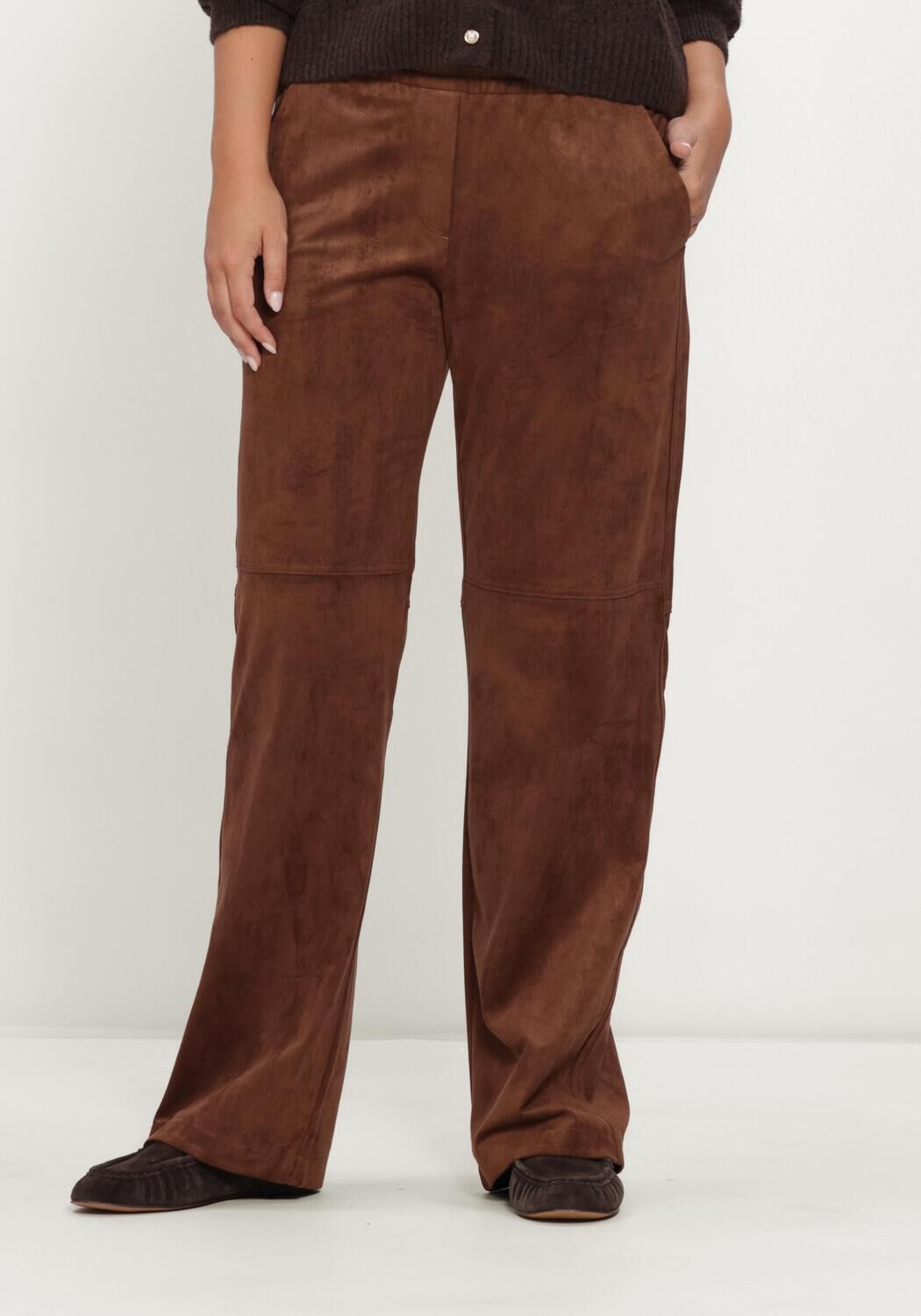 MAC Dames Broeken 0455 Velour Chiara Wide Leg Bruin-32