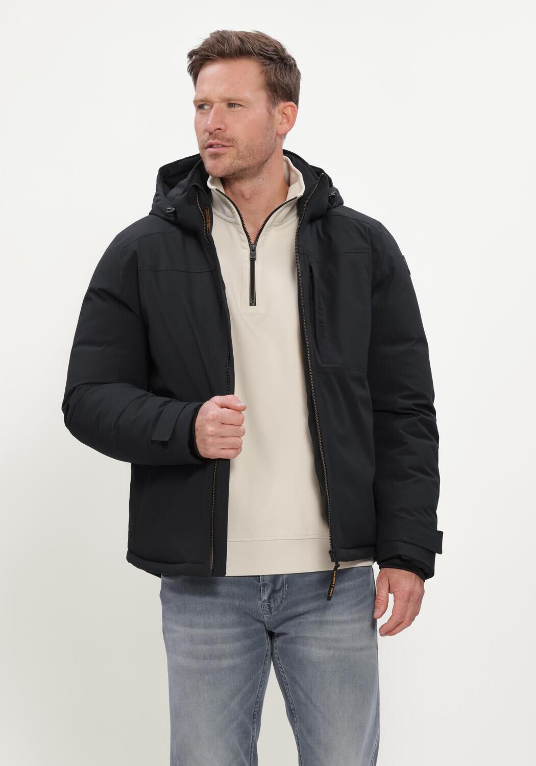 Zwarte PME LEGEND Gewatteerde jas SEMI LONG JACKET CREWCAT RIPPER - large