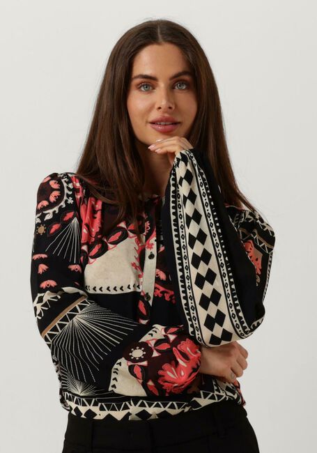 Zwarte SUMMUM Blouses TOP SCARF PRINT - large