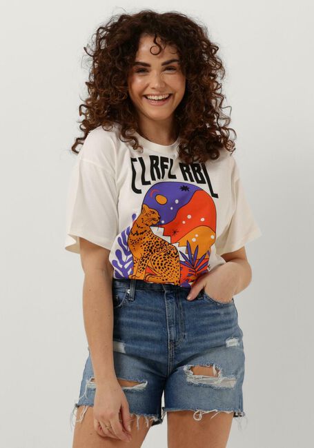Gebroken wit COLOURFUL REBEL T-shirt PANTHER MOON LOOSEFIT TEE - large