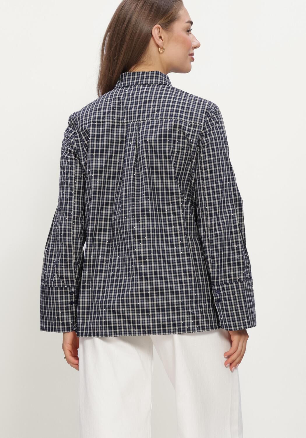 NEO NOIR Dames Blouses Drew Check Bedaz Shirt Donkerblauw