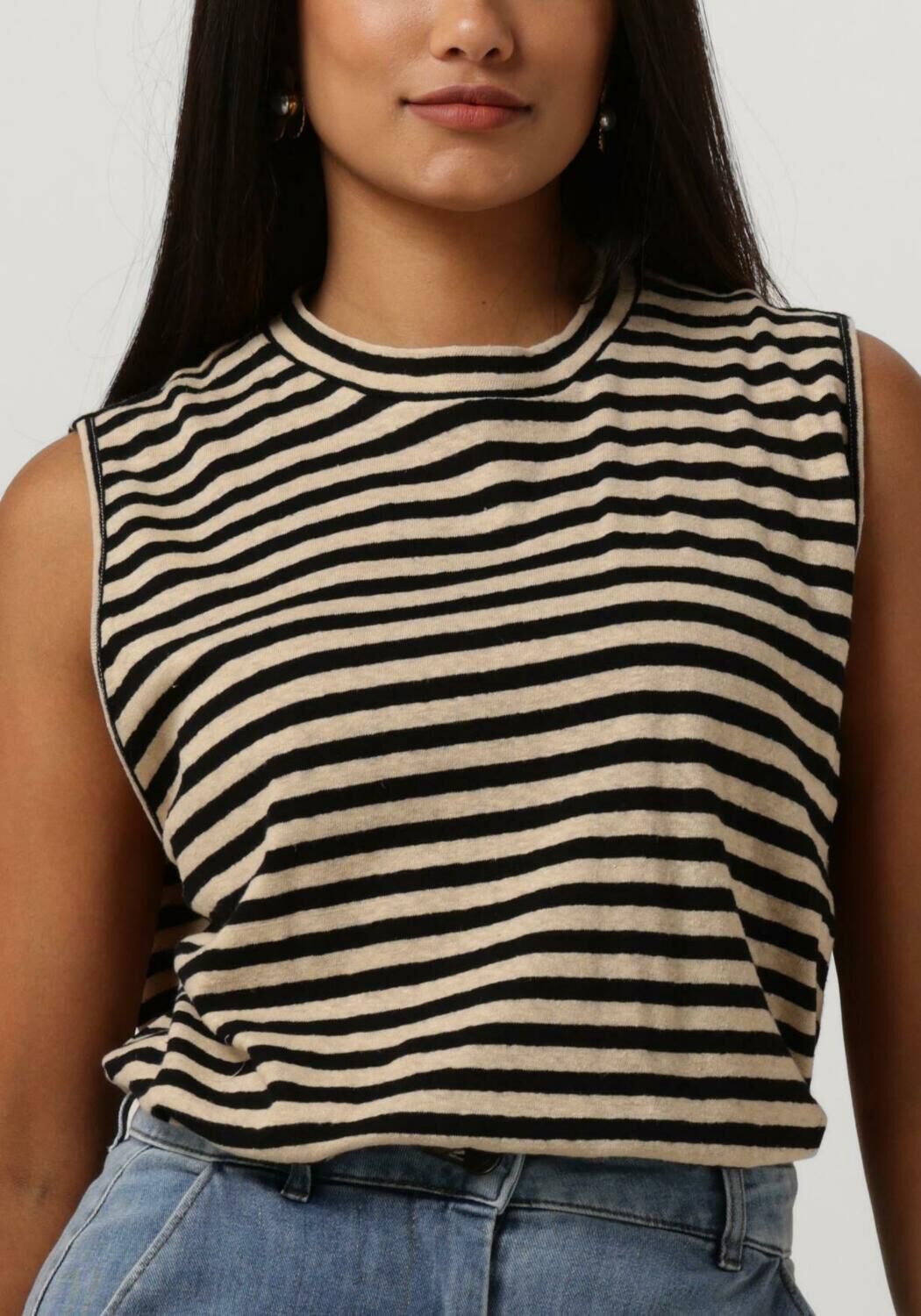PENN & INK Dames Tops & T-shirts T-shirt Stripe Zwart