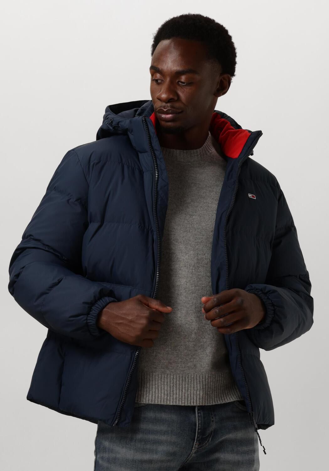 Tommy Jeans Blauwe Donsjas met Afneembare Capuchon Blue Heren