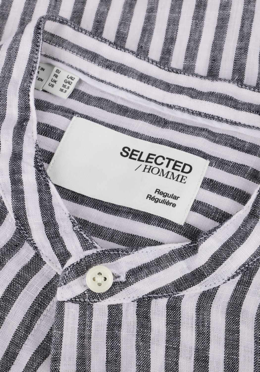 Grijze SELECTED MEN Casual overhemd SLHREGKYLIAN-LINEN SHIRT LS BAND - large