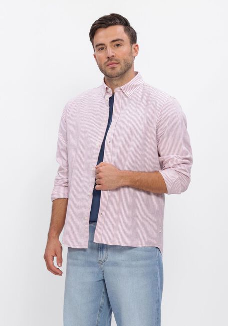 Roze LES DEUX Casual overhemd KONRAD STRIPE COTTON LINEN SHIRT - large