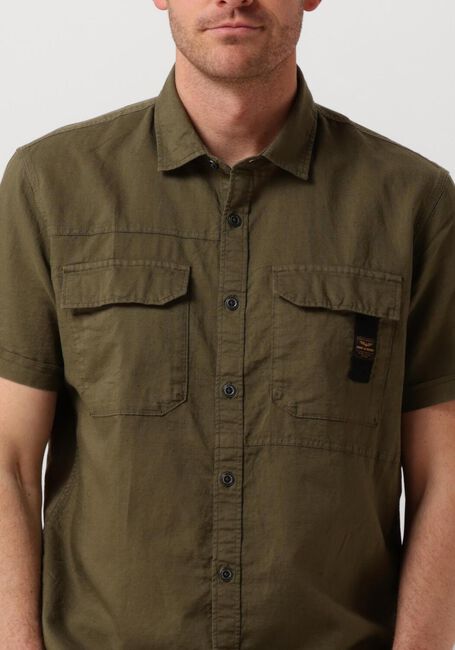 Groene PME LEGEND Casual overhemd SHORT SLEEVE SHIRT CTN/LINEN - large