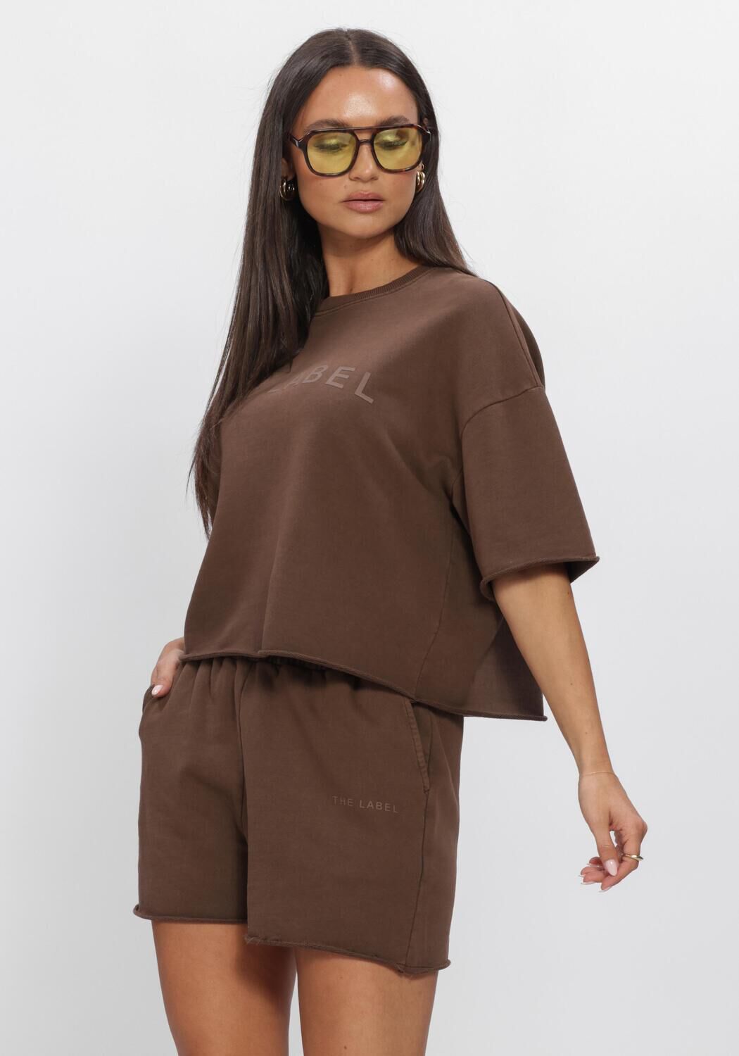 Bruine ALIX THE LABEL T-shirt LADIES KNITTED THE LABEL T SHIRT - large