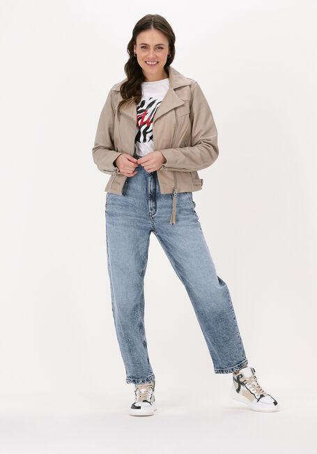 Beige GOOSECRAFT Leren jas JUPITER BIKER - large