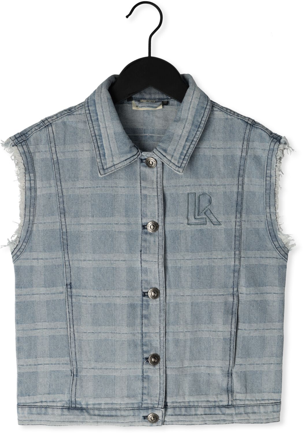 LOOXS 10sixteen geruit gilet lichtblauw Meisjes Denim Klassieke kraag Ruit 152