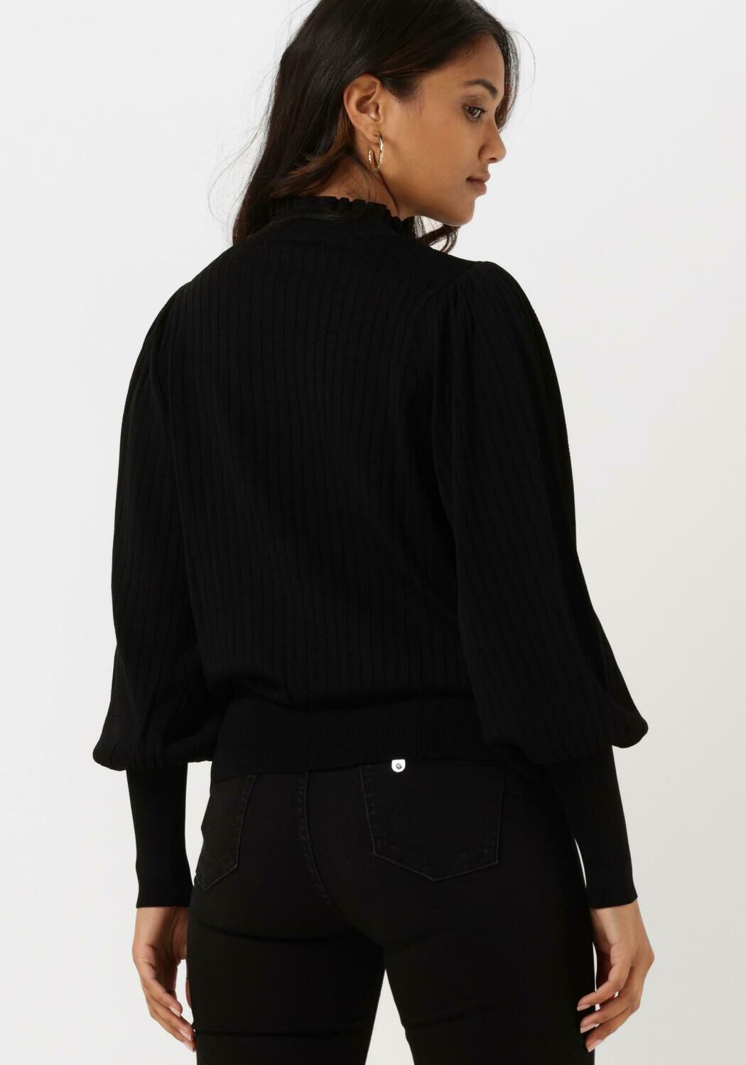 Zwarte SUMMUM Trui BALLOON SLEEVE SWEATER VISCOSE POLYAMIDE KNIT