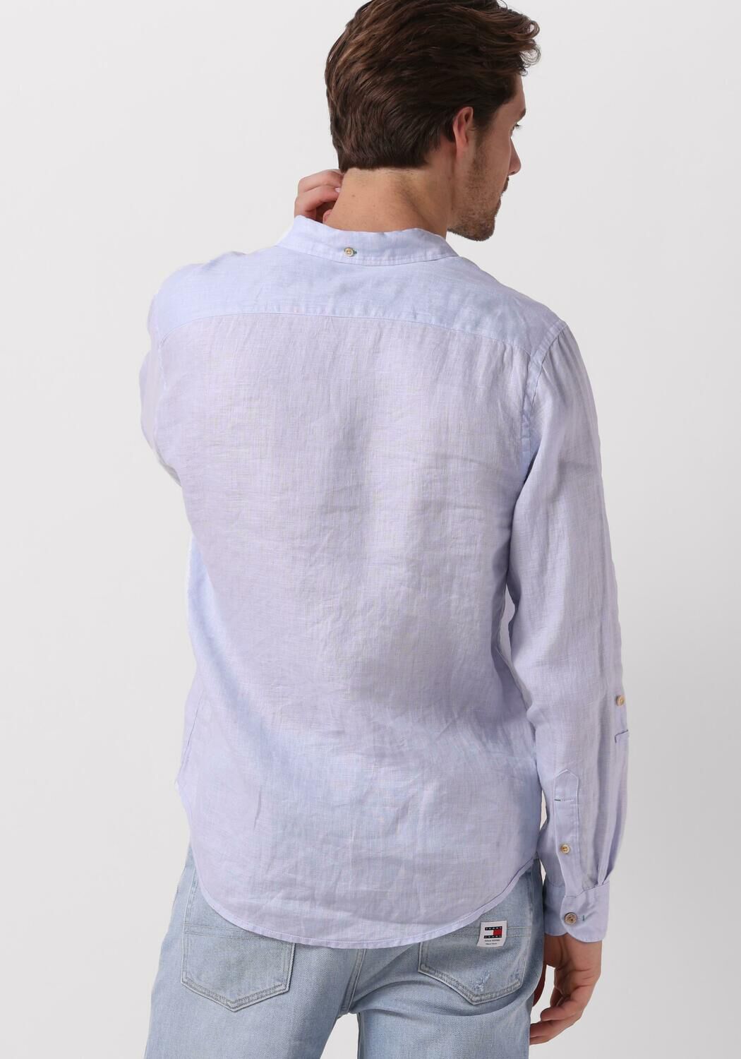 SCOTCH & SODA Heren Overhemden Linen Shirt With Roll-up Lichtblauw
