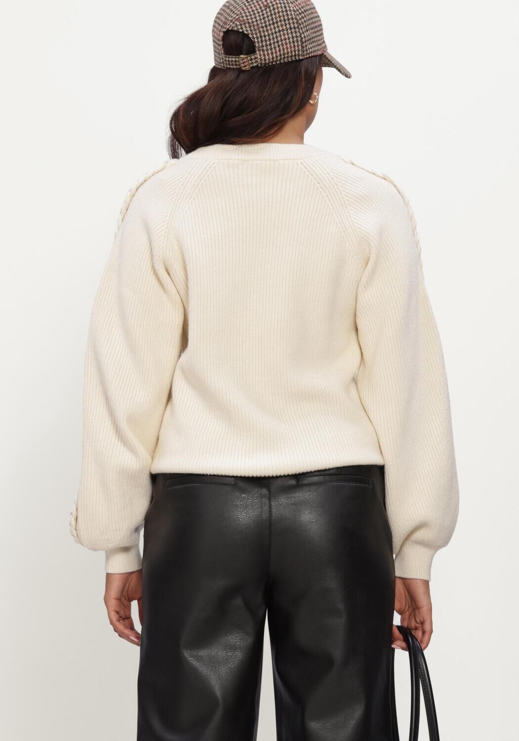 Ecru OBJECT Trui OBJHANNAH L/S RE KNIT PULLOVER NOOS - large
