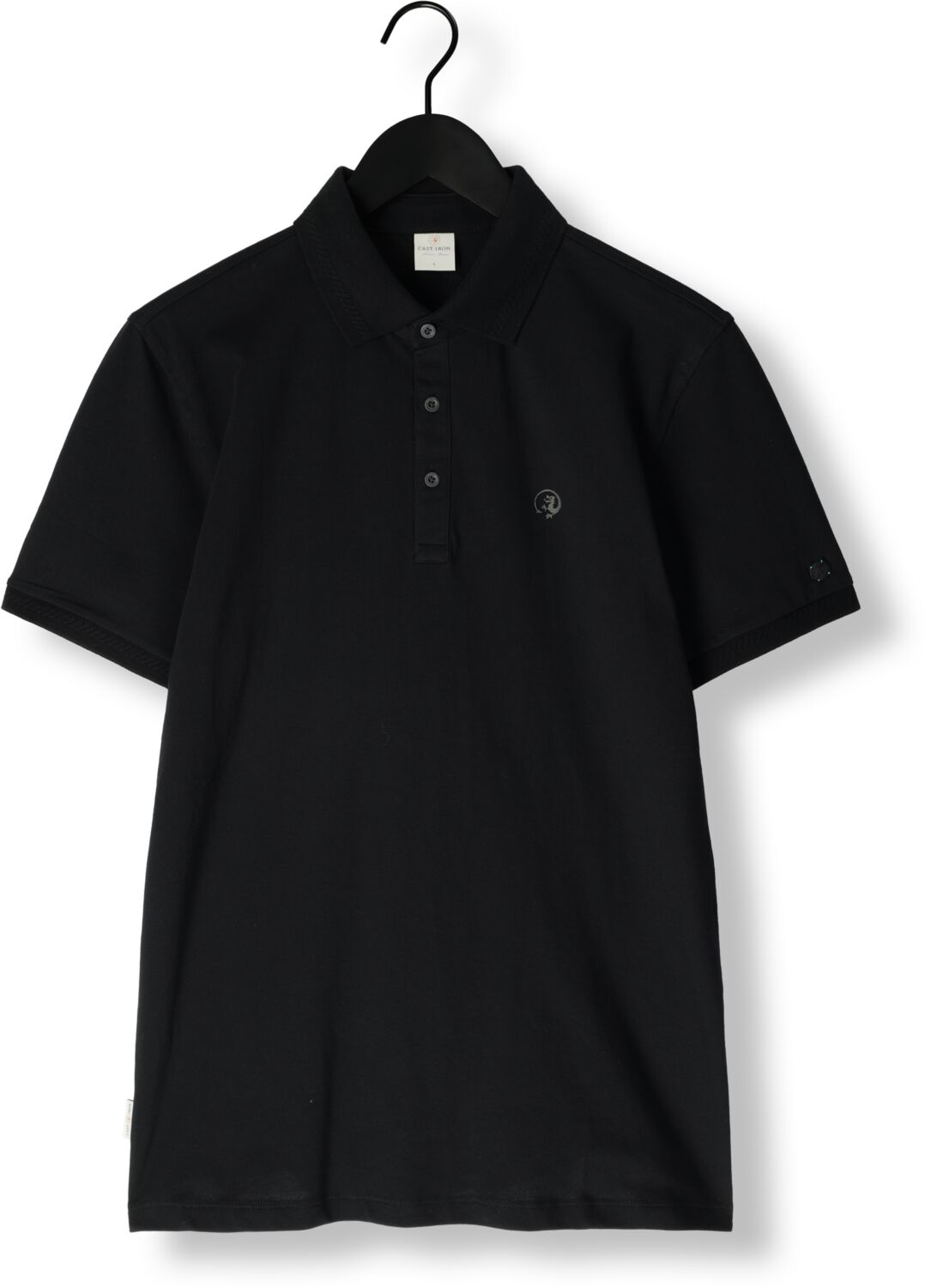 CAST IRON Heren Polo's & T-shirts Short Sleeve Polo Fine Pique Essential Zwart