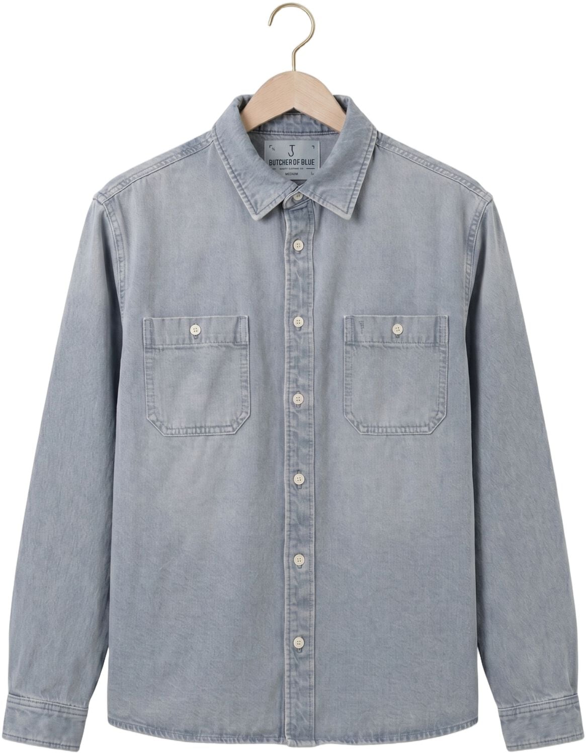 BUTCHER OF BLUE Heren Overshirts Blaine Garment Dye Oveshirt Lichtblauw