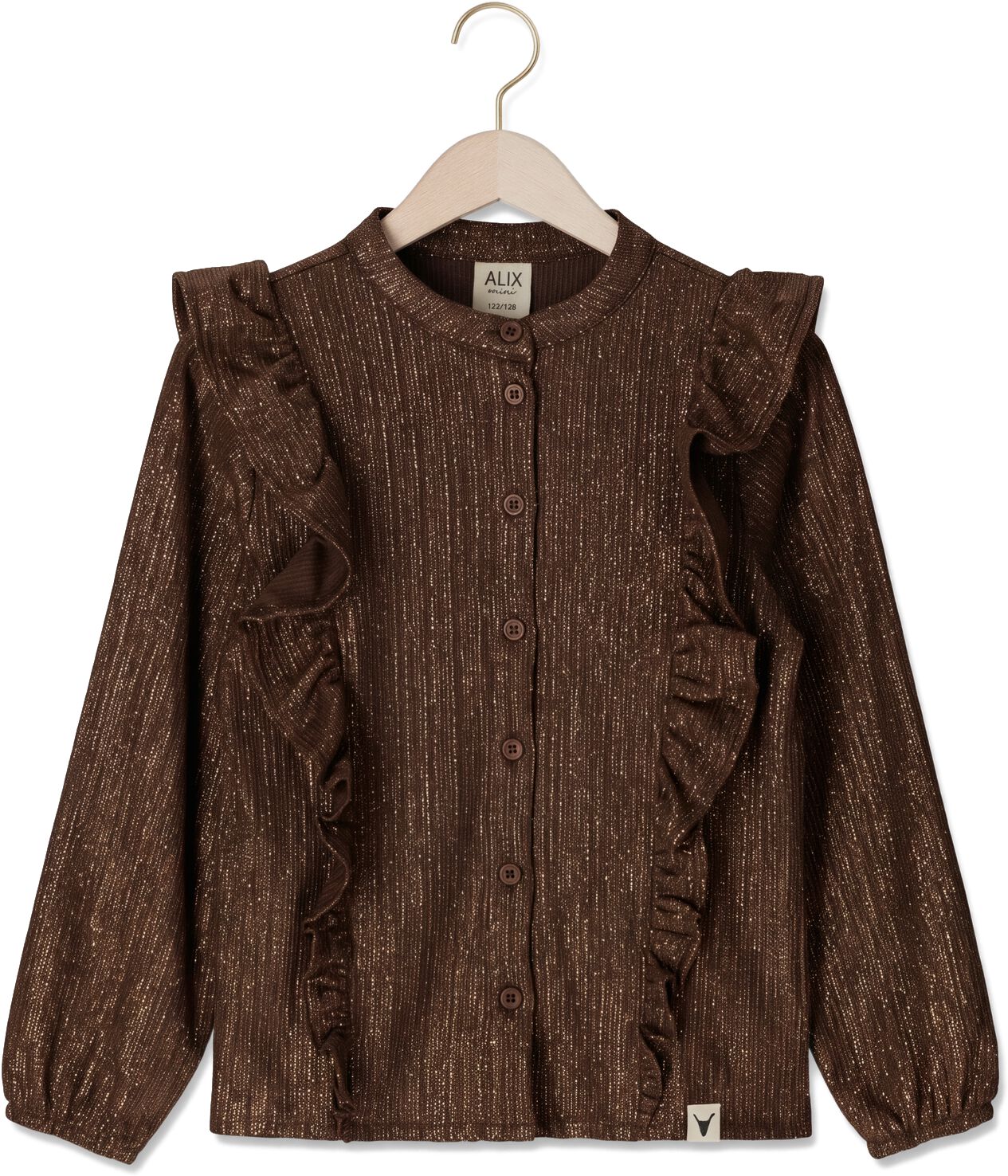 ALIX MINI Meisjes Blouses Shiny Ruffle Blouse Bruin