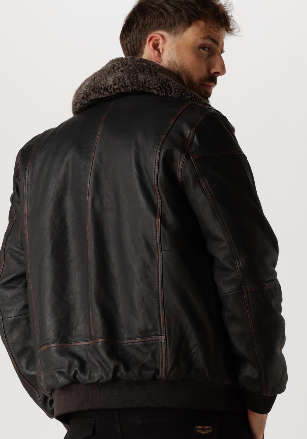 PME LEGEND Heren Jassen Flight Jacket Snowprop Sheep Veg Rubb-off Bruin