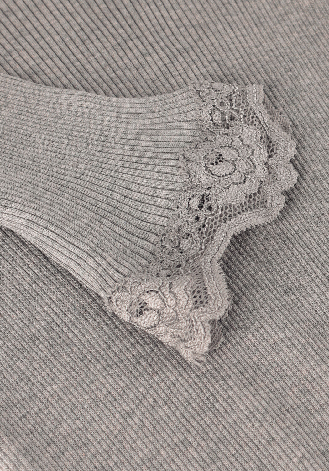 Lichtgrijze ROSEMUNDE Top BABETTE SILK T-SHIRT LACE - large