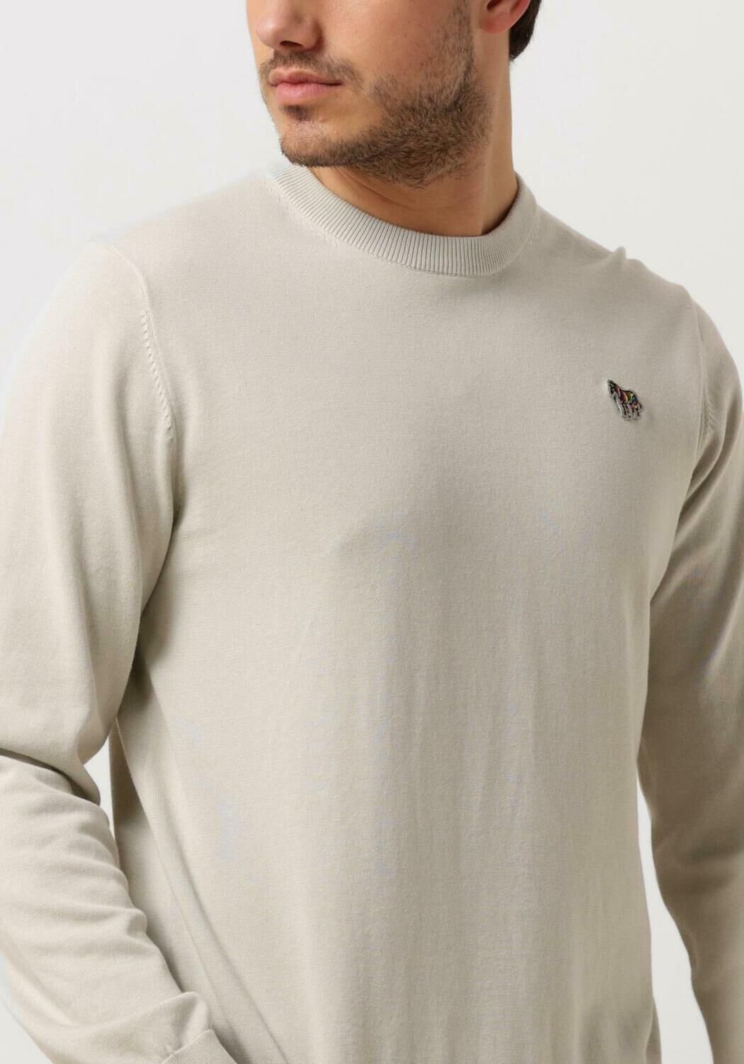 Lichtgrijze PS PAUL SMITH Trui MENS SWEATER CREW NECK ZEB BAD Omoda