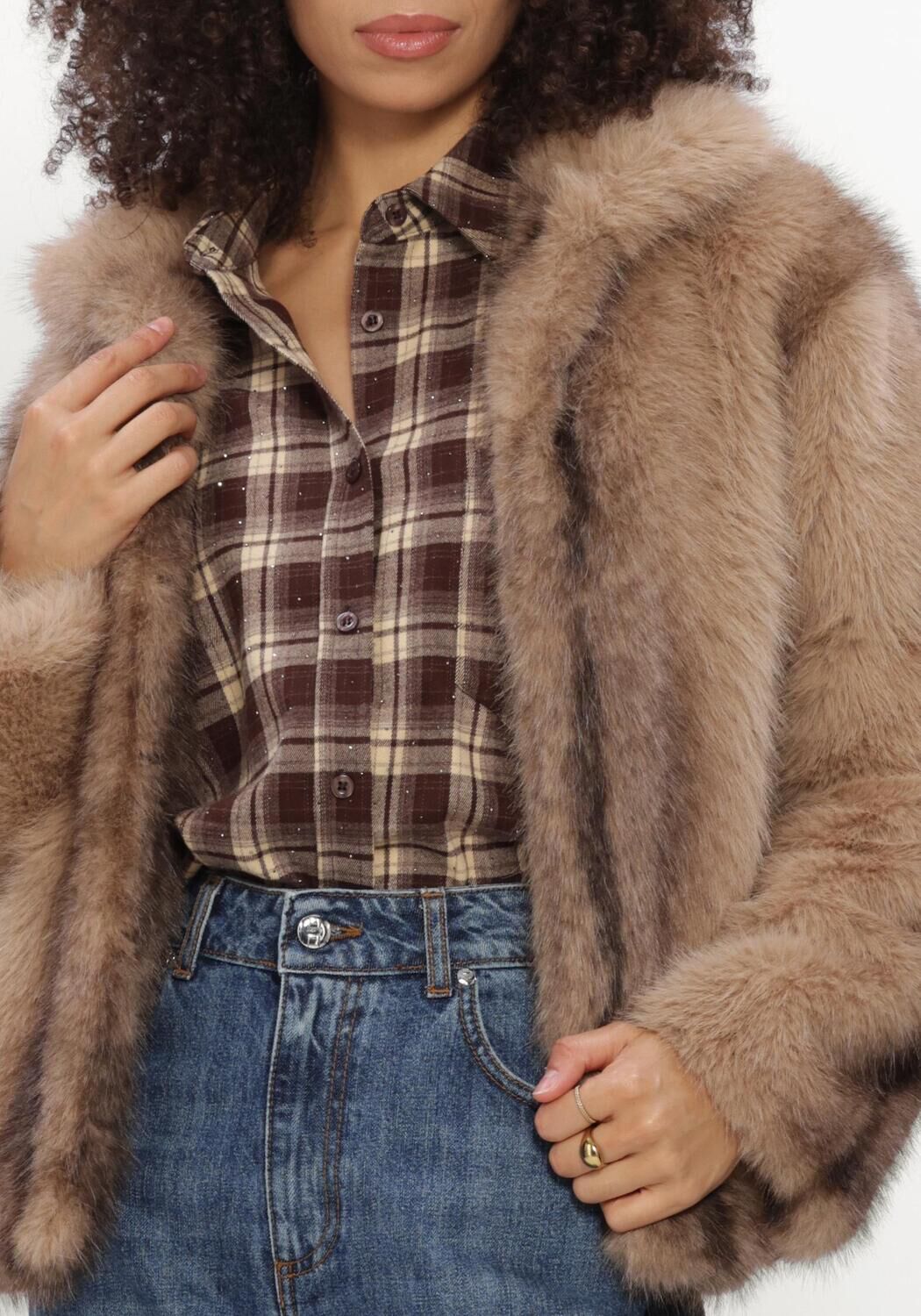 Beige SILVIAN HEACH Faux fur jas FURCOAT RISPAR - large