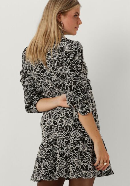 Zwarte MINUS Mini jurk MAILA V-NECK KNEE LENGHT EMBROIDERY DRESS - large