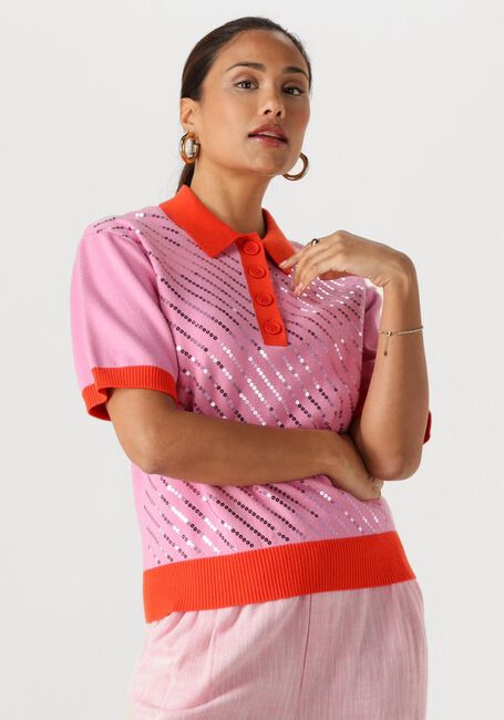 Roze POM AMSTERDAM Tops & T-shirts TOP POLO SEQUINS CHEERING PINK - large
