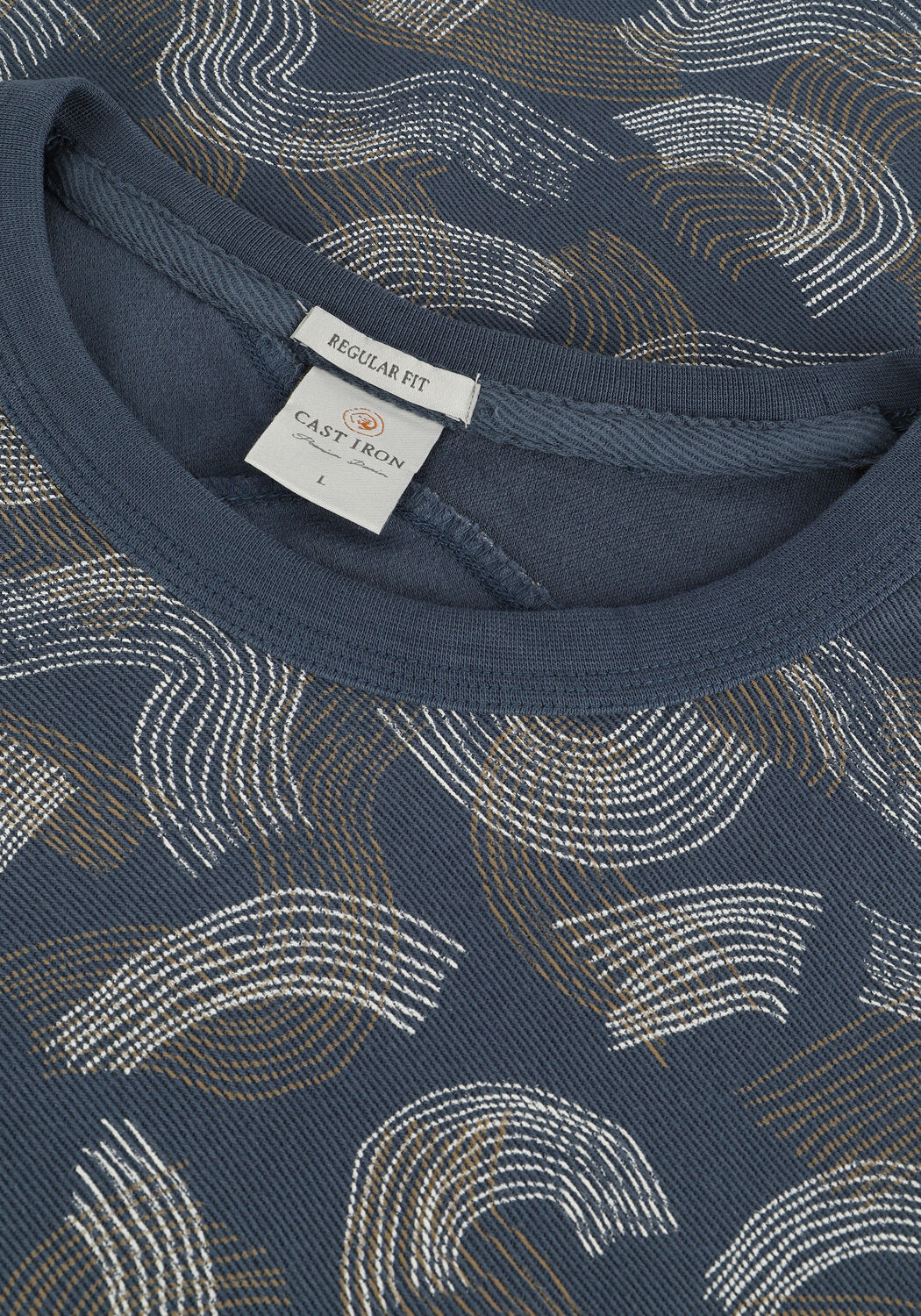 Donkerblauwe CAST IRON T-shirt SHORT SLEEVE R-NECK RELAXED FIT COTTON TWILL - large