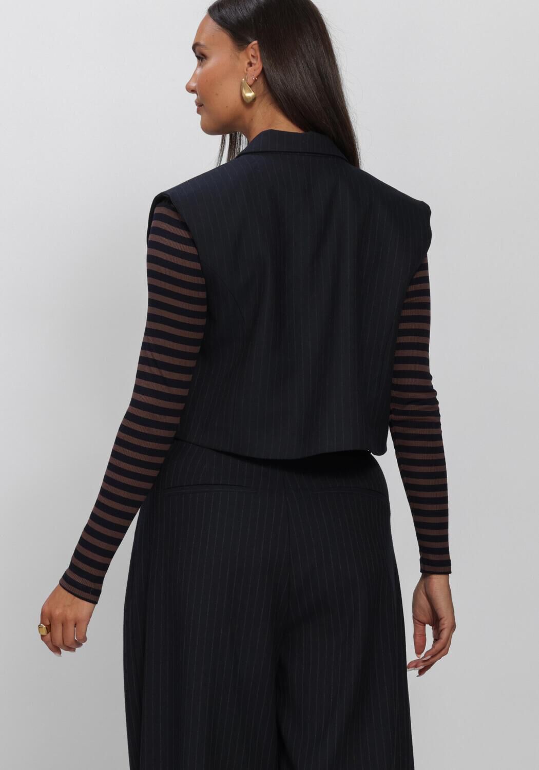 Donkerblauwe BY-BAR Blazer BOBI PINSTRIPE GILET - large