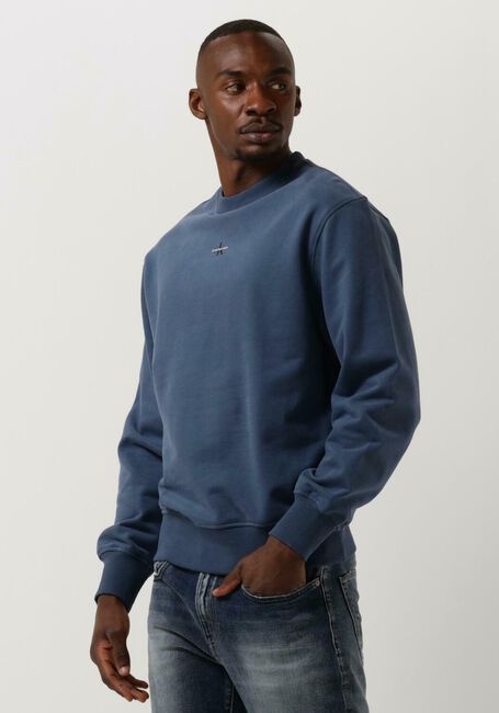 Blauwe CALVIN KLEIN Trui MICRO MONOLOGO CREW NECK - large