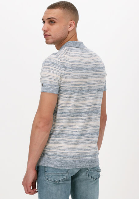 Lichtblauwe CAST IRON Polo SHORT SLEEVE POLO COTTON SLUB STRIPE KNITTED - large