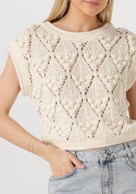 Creme ROUGE EDIT Top ROUSEVERINE SS O-NECK KNIT TOP - large