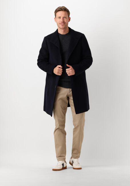 Donkerblauwe TOMMY HILFIGER Mantel DC STAND COLLAR WOOL MIX COAT - large