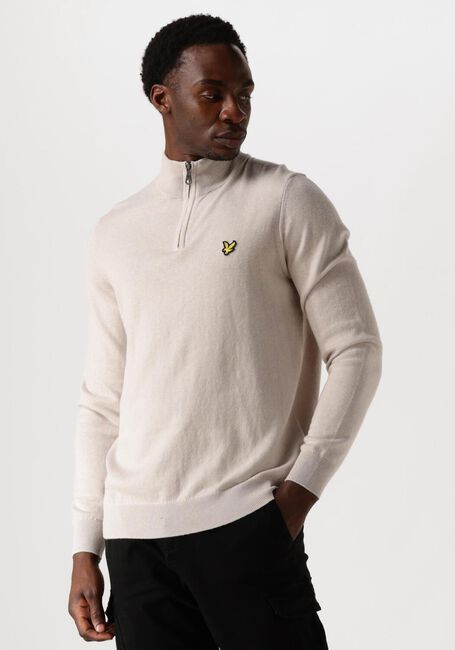Beige LYLE & SCOTT Trui COTTON MERINO QUARTER ZIP JUMPER - large