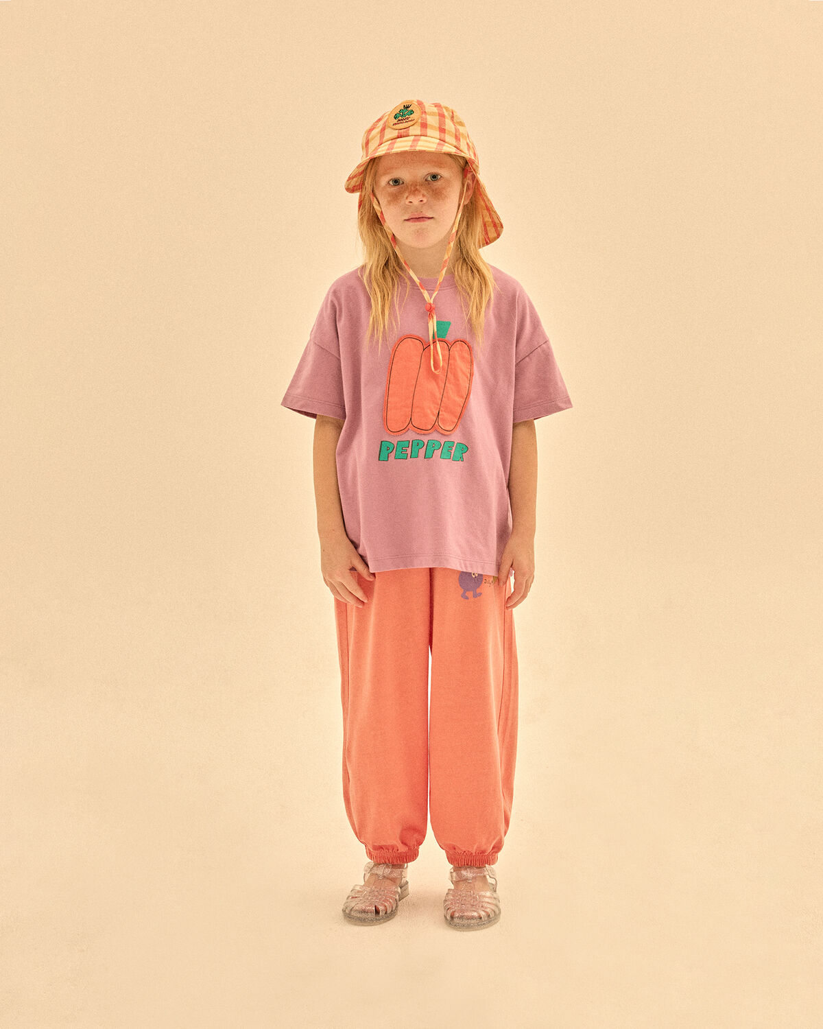 Paarse Jelly Mallow T-shirt BELL PEPPER APPLIQUE T-SHIRT - large