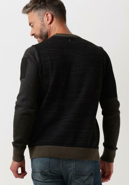 Zwarte PME LEGEND Trui LONG SLEEVE R-NECK COLORBLOCK MIXED YARNS - large