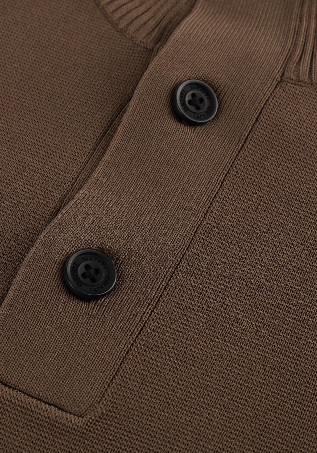 Bruine GENTI Trui TURTLE 3 BUTTON LS - large