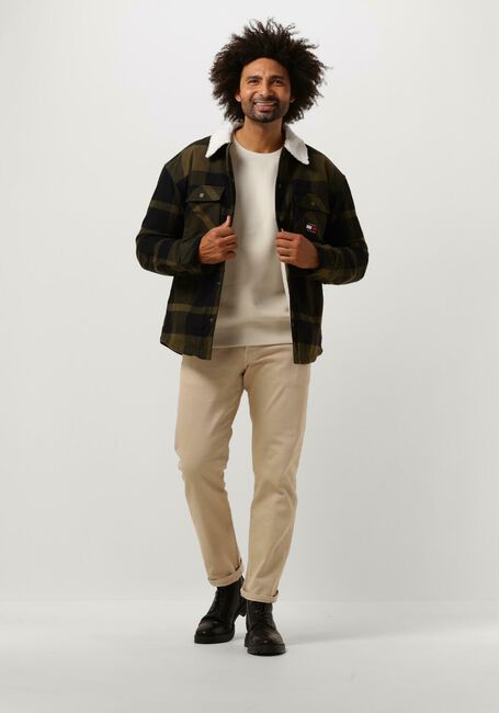 Groene TOMMY JEANS Trui TJM CHECK SHERPA LINED OVERSHIRT - large