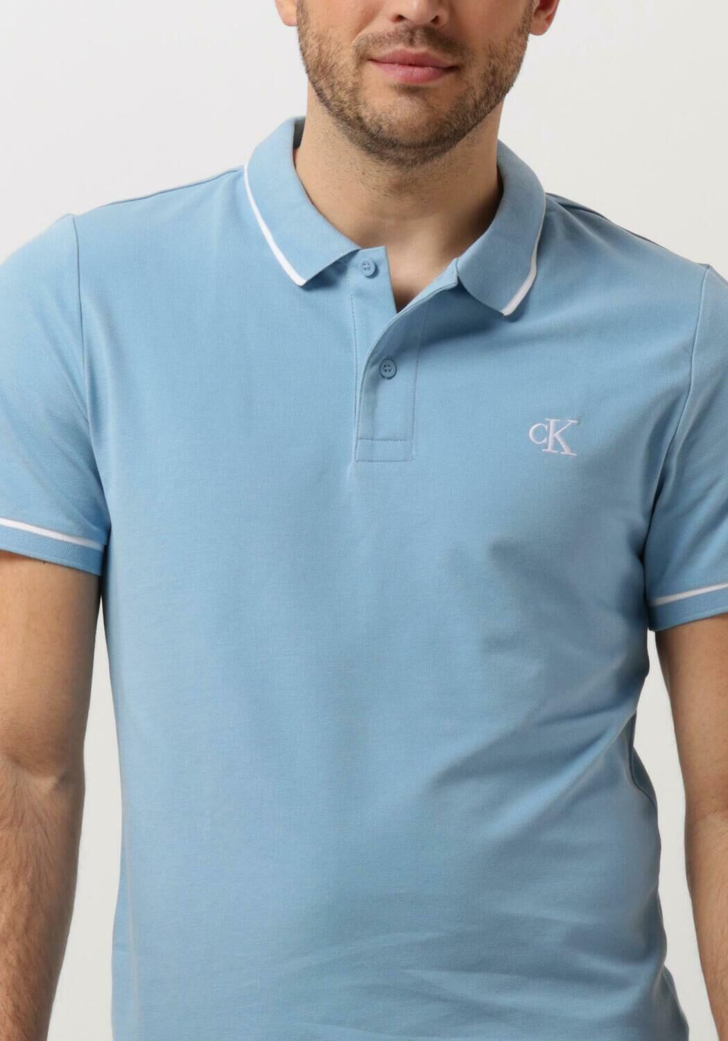 CALVIN KLEIN Heren Polo's & T-shirts Tipping Slim Polo Lichtblauw