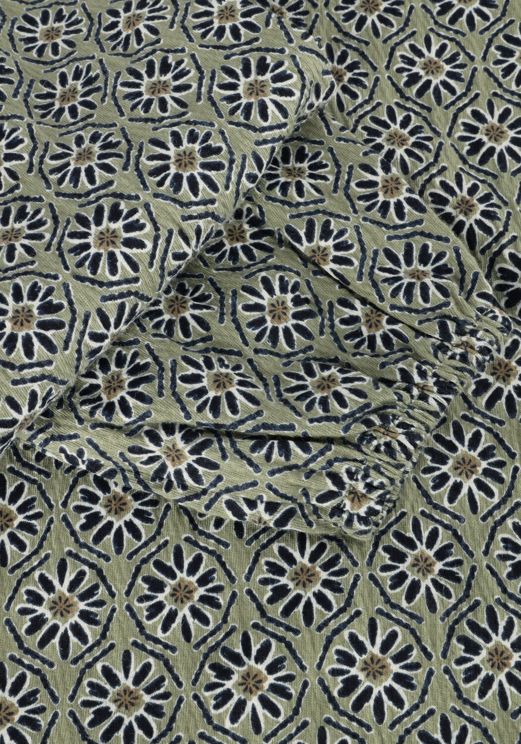 Groene DAILY7 Tops & T-shirts T-SHIRT LONGSLEEVE FLOWER RIB - large