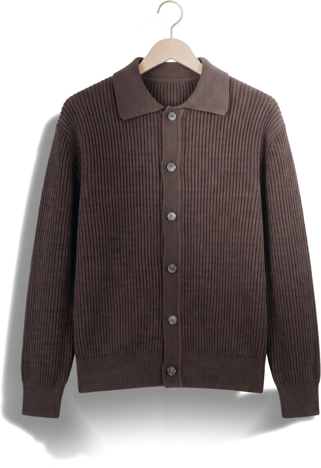SELECTED MEN Heren Truien & Vesten Lmdry Ls Rib Polo Cardigan Bruin