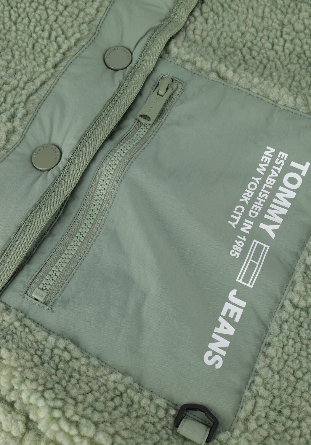 Groene TOMMY JEANS Teddy jas TJW REVERSIBLE SHERPA JACKET - large