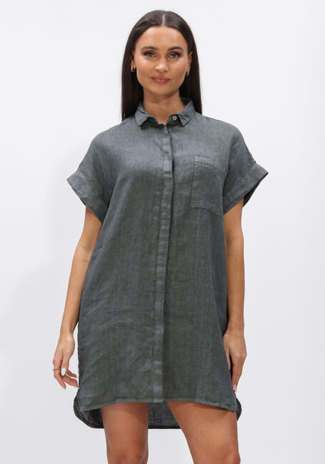 Donkergroene BY-BAR Mini jurk HELLA LINEN DRESS - large