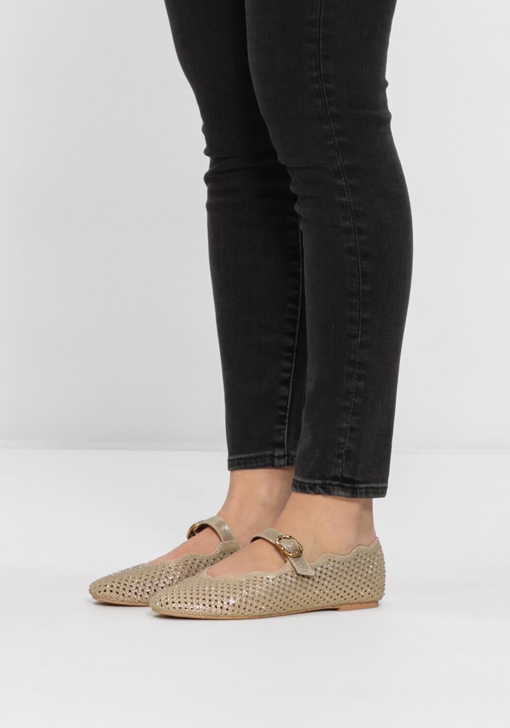 Goudkleurig KURT GEIGER LONDON Ballerina's WAVY MAYFAIR BALLET FLAT - large