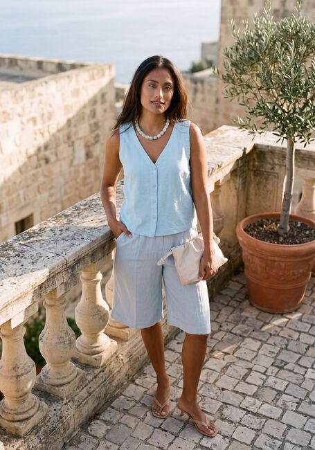 Blauwe MSCH COPENHAGEN Broeken MSCHGRACIELA FRANCISKA HW SHORTS - large