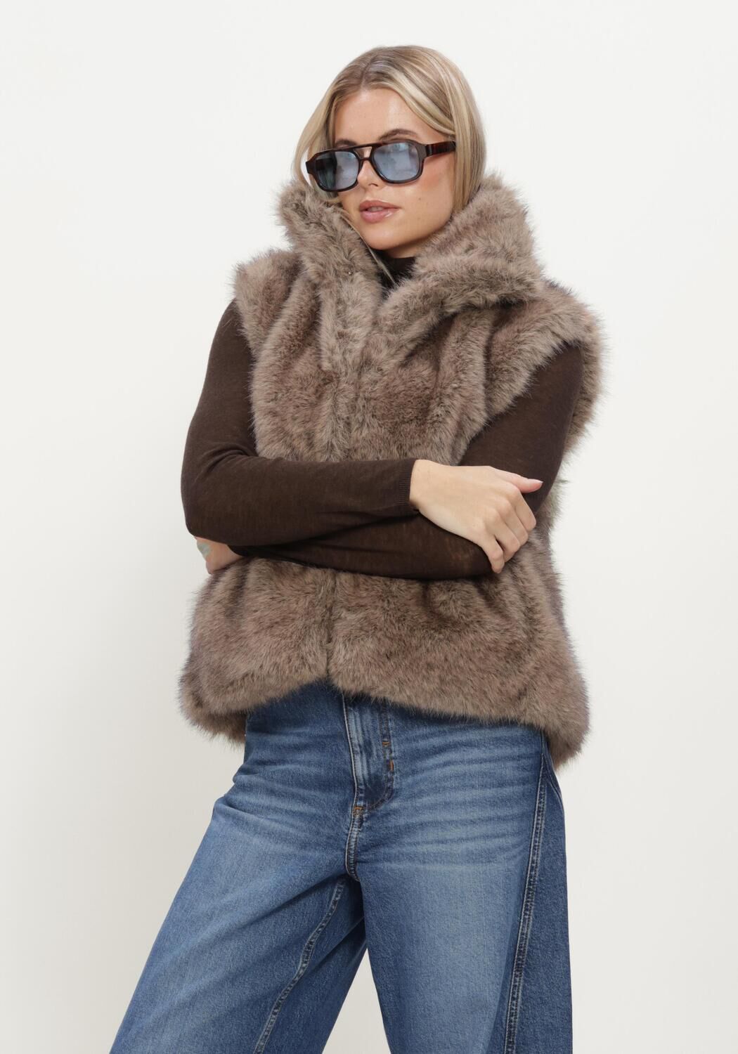 OBJECT Dames Blazers Objisala S l Lo Hairy Waistcoat Bruin