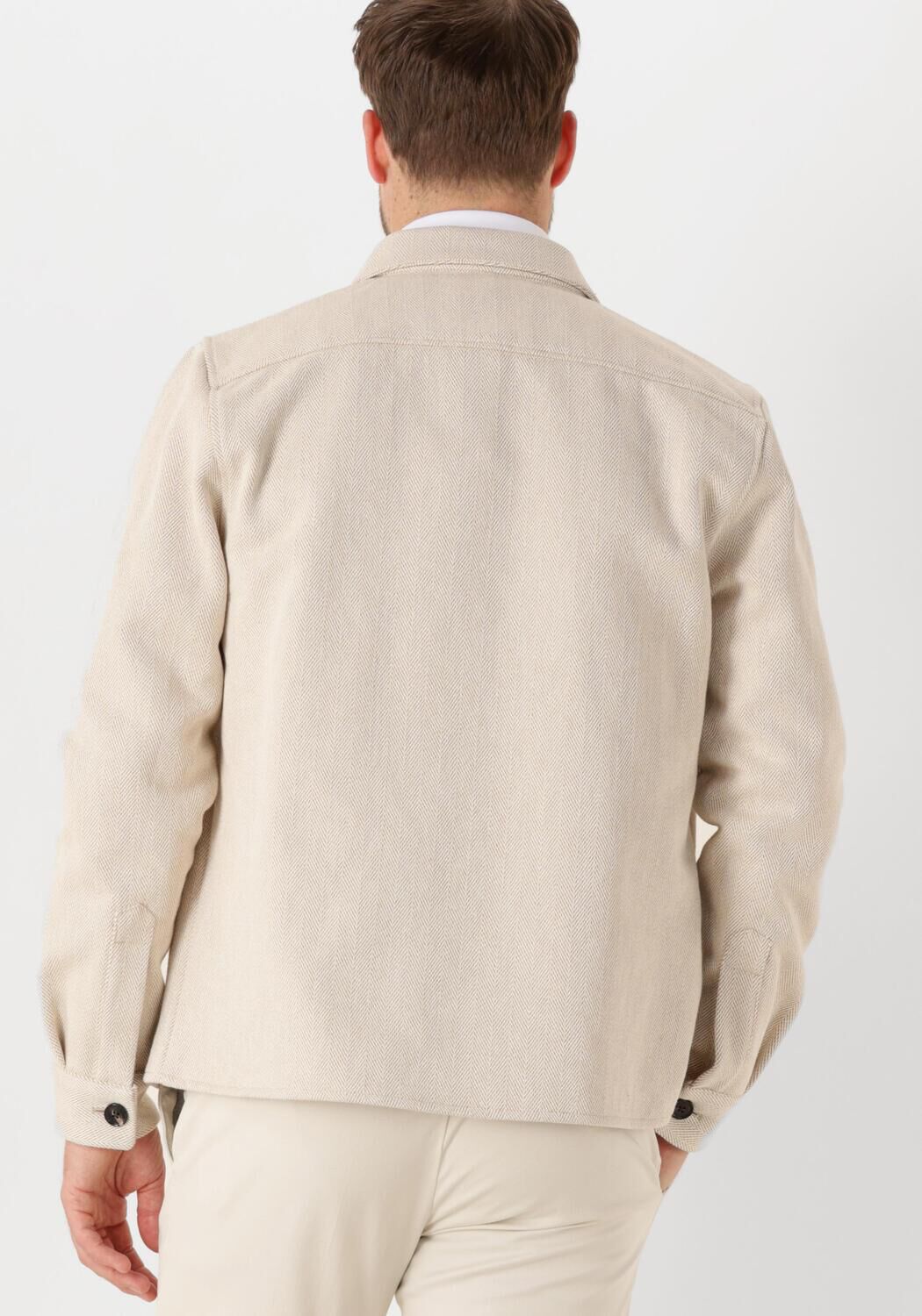 PROFUOMO Heren Overshirts Overshirt Zip Herringbone Ecru