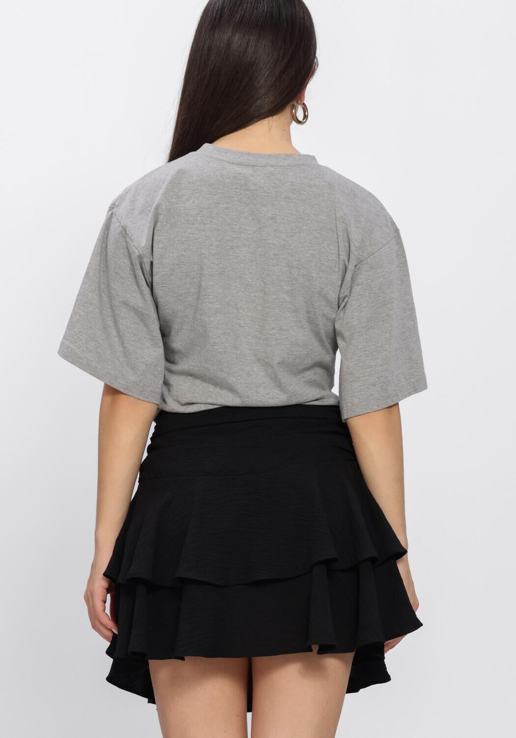 Grijze NEO NOIR T-shirt ASHA BOXY TEE - large