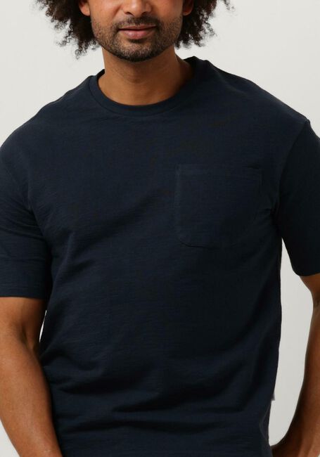 Donkerblauwe SELECTED HOMME T-shirt SLHLOOSSAUL SLUB SS O-NECK TEE - large