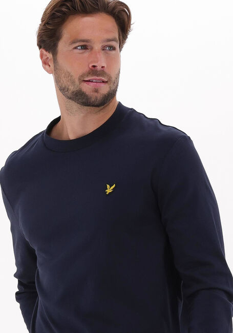 Donkerblauwe LYLE & SCOTT T-shirt MOCK NECK LONG SLEEVE TSHIRT - large