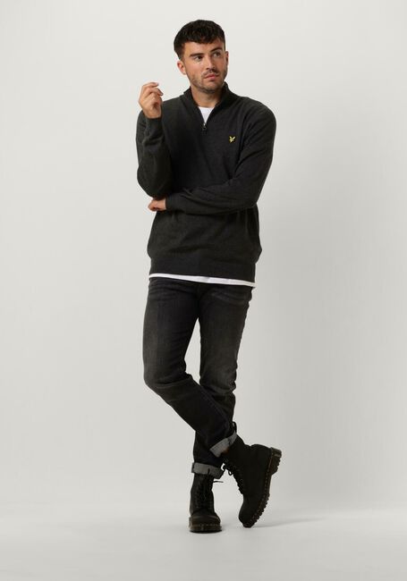 Donkergrijze LYLE & SCOTT Trui COTTON MERINO QUARTER ZIP JUMPER - large