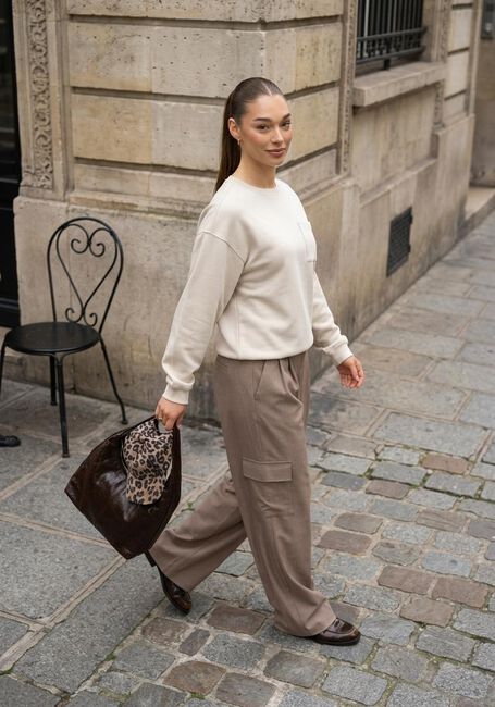 Taupe MSCH COPENHAGEN Wijde broek MSCHZETA MICHELLE HW PANTS - large